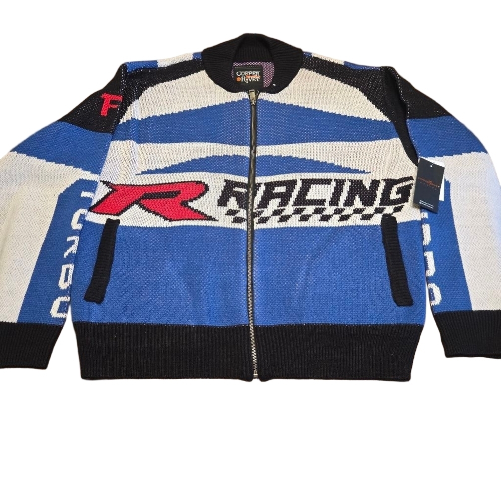 Copper River Zip Up Knit Racing Sweater XL NWT